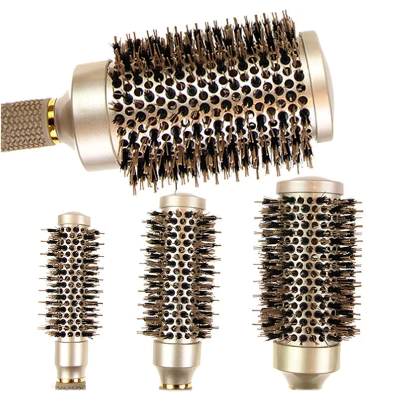 Salon Styling Round Hairbrush Salon Styling Round Hairbrush Salon Styling Curling Hairbrush Handle round Rolling Straight Twill Hair Comb Brush Hairdresser Drying Curly Tools Accessories