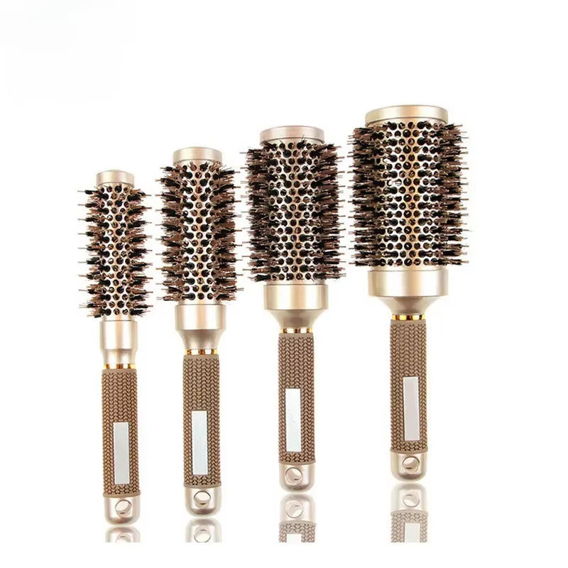 Salon Styling Round Hairbrush Salon Styling Curling Hairbrush Handle round Rolling Straight Twill Hair Comb Brush Hairdresser Drying Curly Tools Accessories