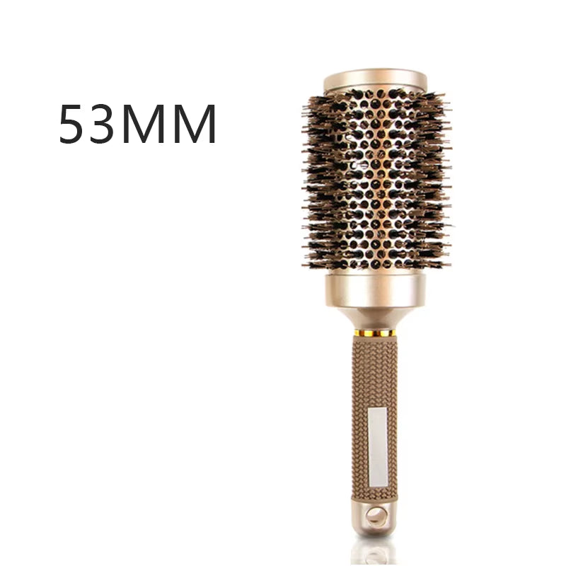 Salon Styling Round Hairbrush Salon Styling Curling Hairbrush Handle round Rolling Straight Twill Hair Comb Brush Hairdresser Drying Curly Tools Accessories
