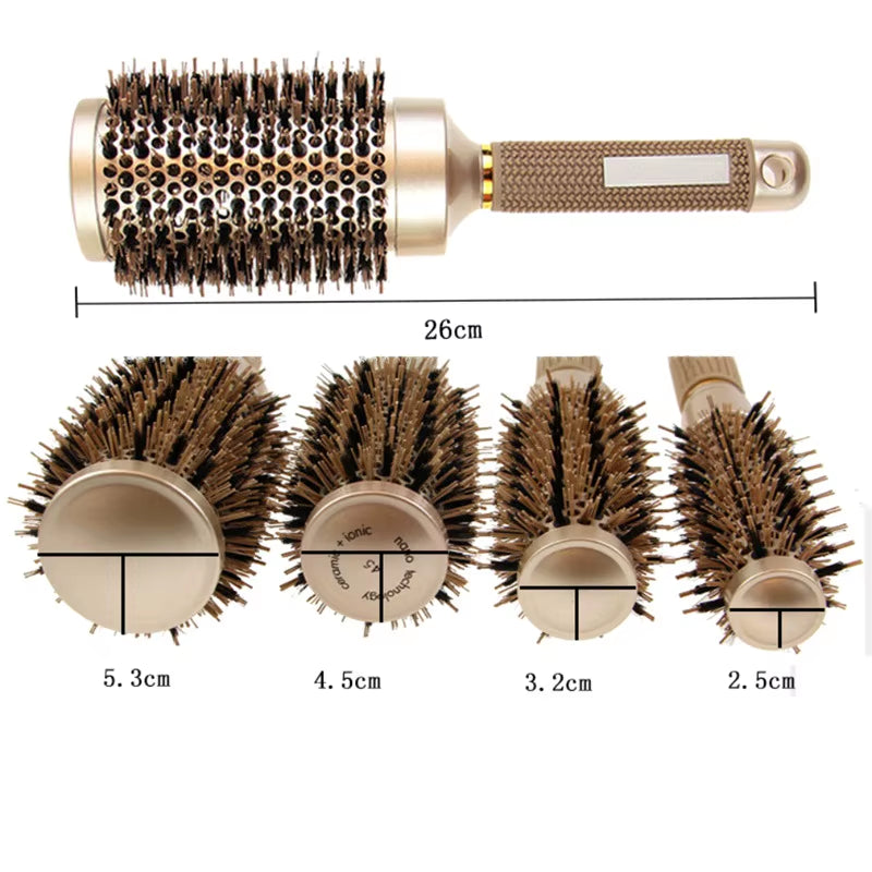 Salon Styling Round Hairbrush Salon Styling Curling Hairbrush Handle round Rolling Straight Twill Hair Comb Brush Hairdresser Drying Curly Tools Accessories
