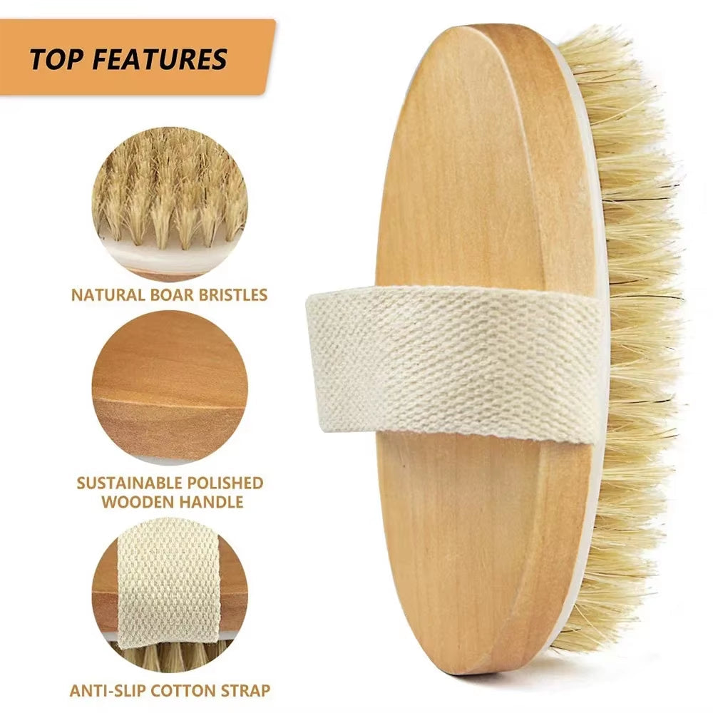 Skin Body Brush with Soft BSoft Bristle Body Brushristles Wet and Dry Exfoliator Scrub Brush Lymphatic Bath Shower Body Scrubber Brush Skin Care Tools