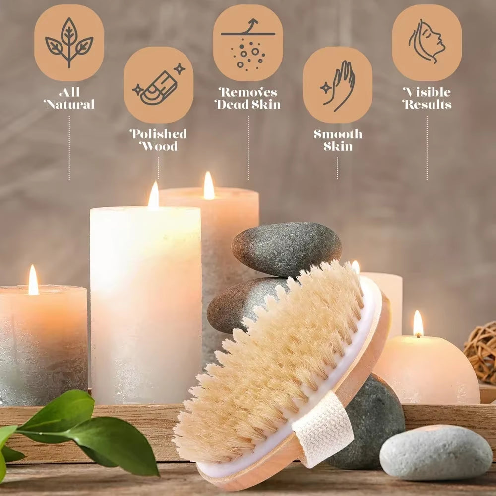 Skin Body Brush with SSoft Bristle Body Brushoft Bristles Wet and Dry Exfoliator Scrub Brush Lymphatic Bath Shower Body Scrubber Brush Skin Care Tools