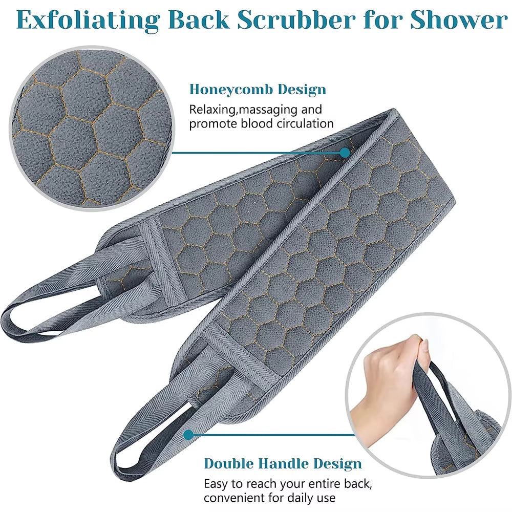 3Pcs/Set Body Scrubber Set Back Scrubber 3-Piece Exfoliating Bath Set Bath Glove Shower Brush Exfoliating Scrub Sponge Loofah Dead Skin Removal Bathing Tools