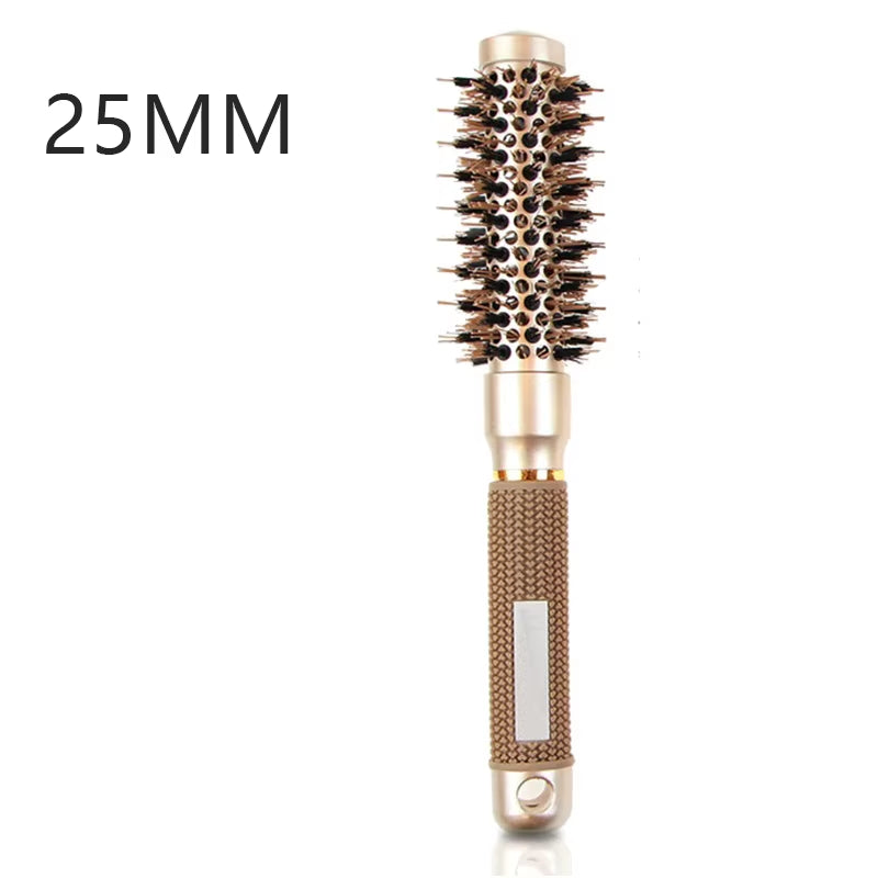 Salon Styling Round Hairbrush Salon Styling Curling Hairbrush Handle round Rolling Straight Twill Hair Comb Brush Hairdresser Drying Curly Tools Accessories