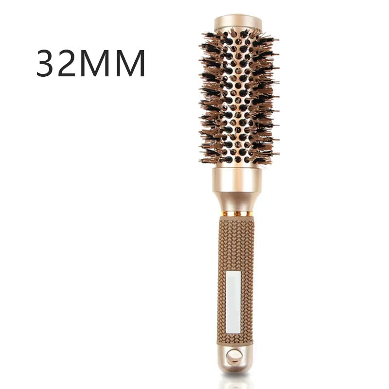 Salon Styling Round Hairbrush Salon Styling Curling Hairbrush Handle round Rolling Straight Twill Hair Comb Brush Hairdresser Drying Curly Tools Accessories