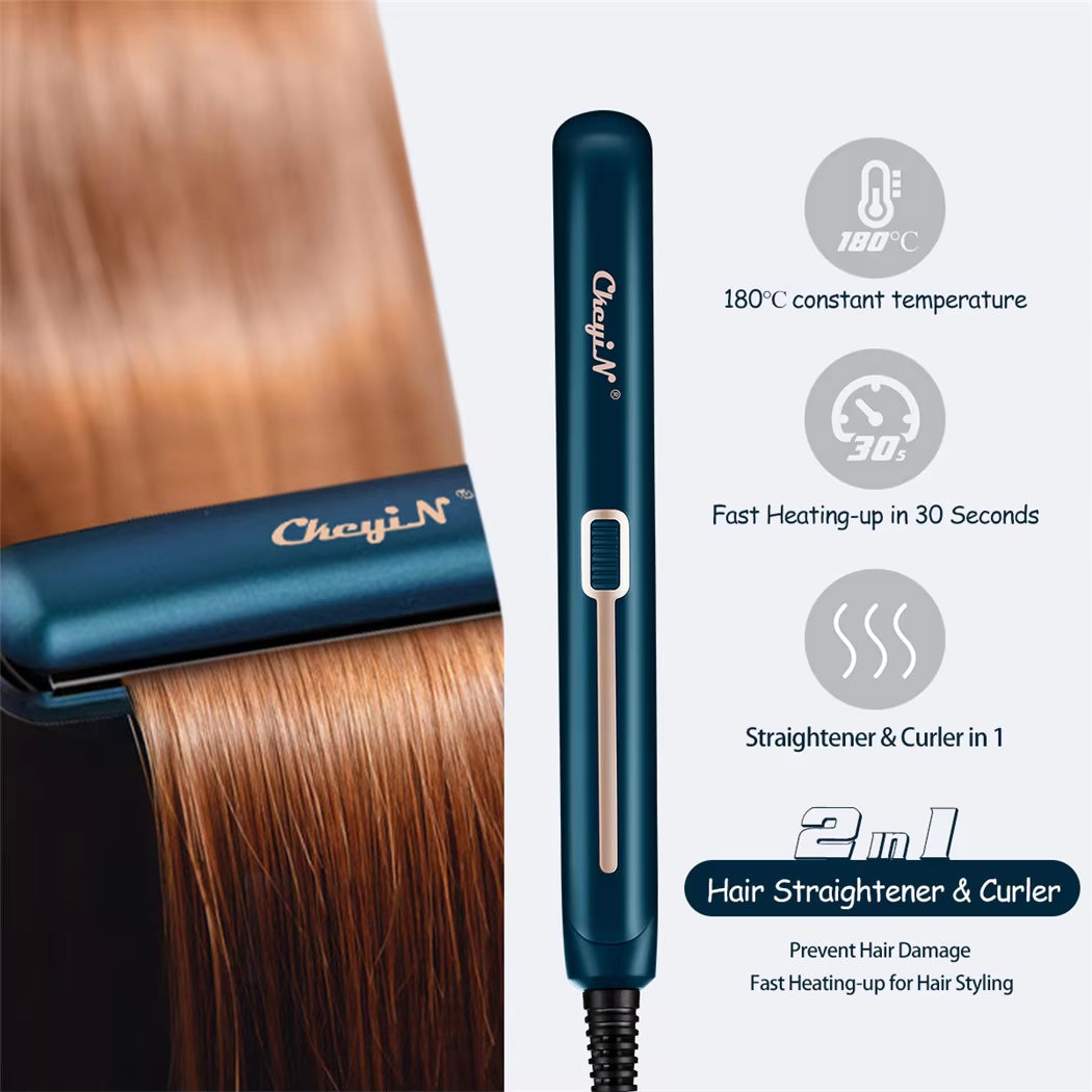 -1 hair iron Mini Hair Flat Iron 2 in 1 Hair Straightener and Curler Portable Straightening Iron Constant Temperature