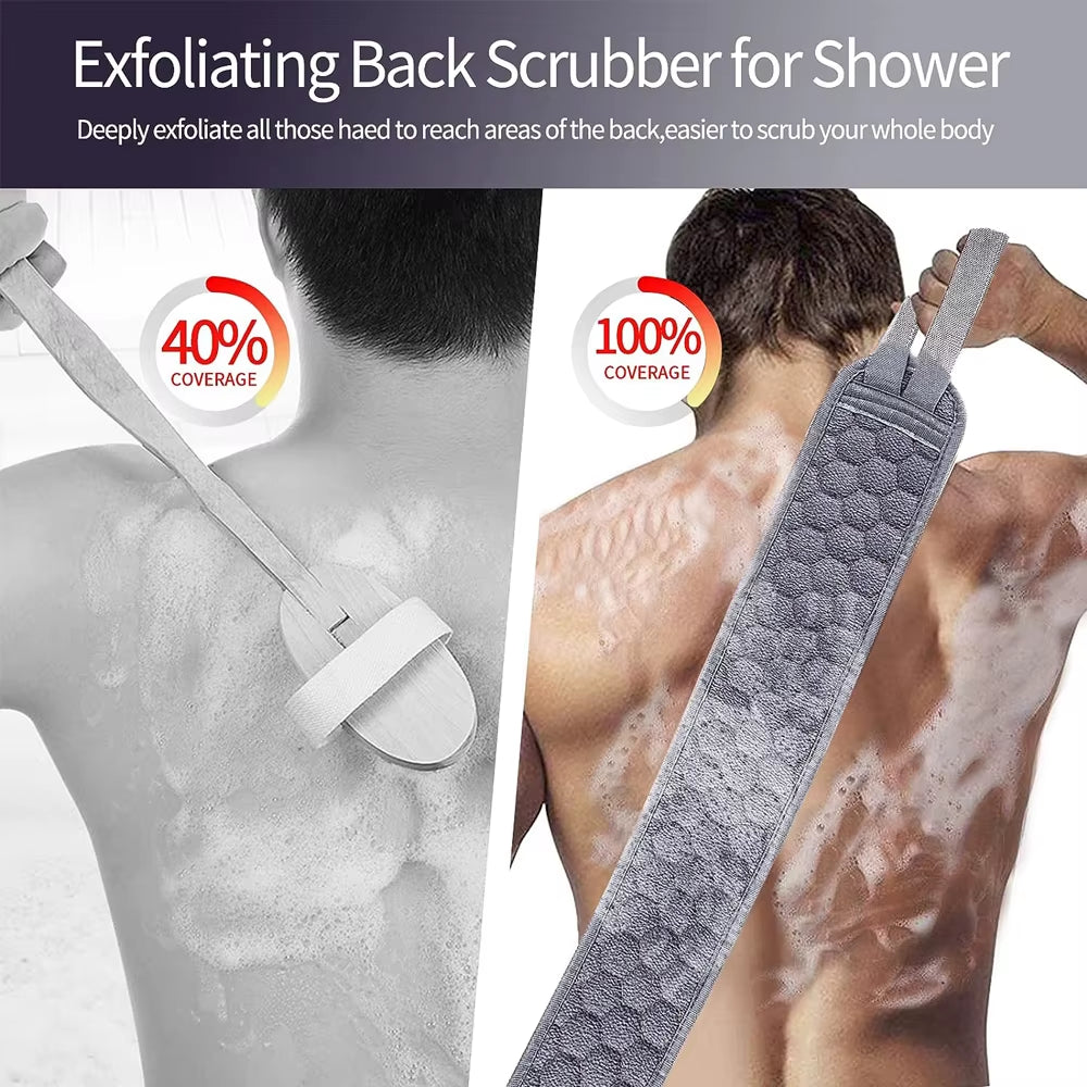 3Pcs/Set Body Scrubber Set Back Scrubber Bath 3-Piece Exfoliating Bath SetGlove Shower Brush Exfoliating Scrub Sponge Loofah Dead Skin Removal Bathing Tools