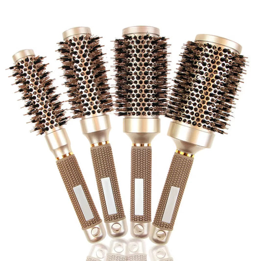 Salon Styling Round HairbrushSalon Styling Curling Hairbrush Handle round Rolling Straight Twill Hair Comb Brush Hairdresser Drying Curly Tools Accessories