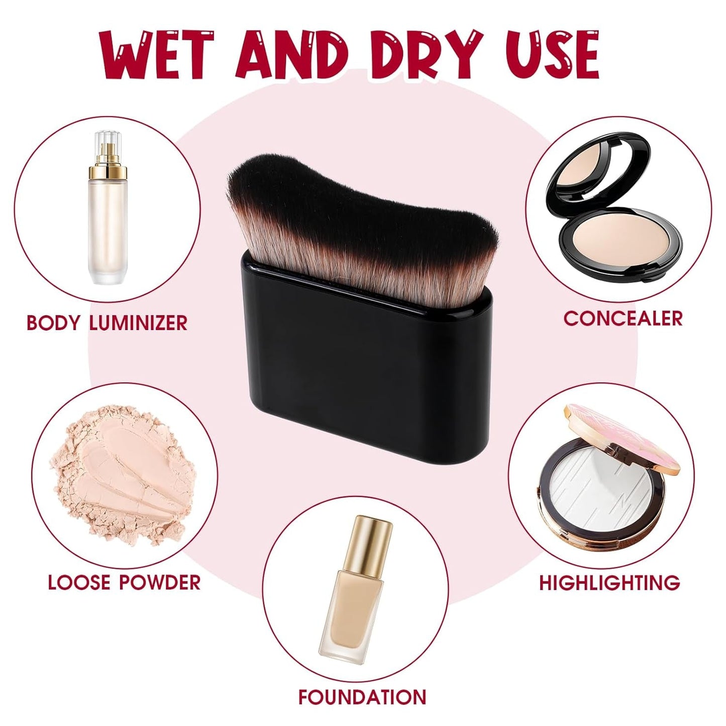Multifunctional Foundation Brush Bräunungspinsel,Foundation Pinsel Make-Up Pinsel Multifunktionaler Körperpinsel Handheld Makeup Pinsel Wave Applikator Pinsel Multifunktionaler Soft Pinsel Für Flüssigkeit Concealer(Schwarz)