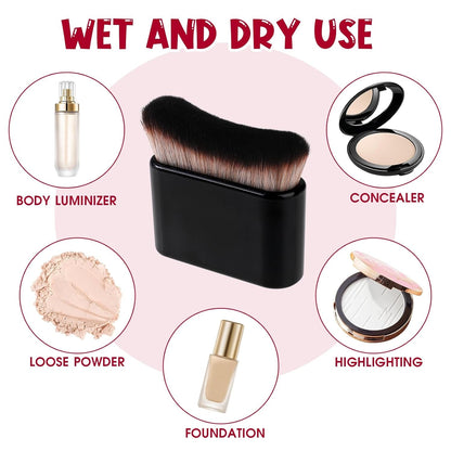 Multifunctional Foundation Brush Bräunungspinsel,Foundation Pinsel Make-Up Pinsel Multifunktionaler Körperpinsel Handheld Makeup Pinsel Wave Applikator Pinsel Multifunktionaler Soft Pinsel Für Flüssigkeit Concealer(Schwarz)