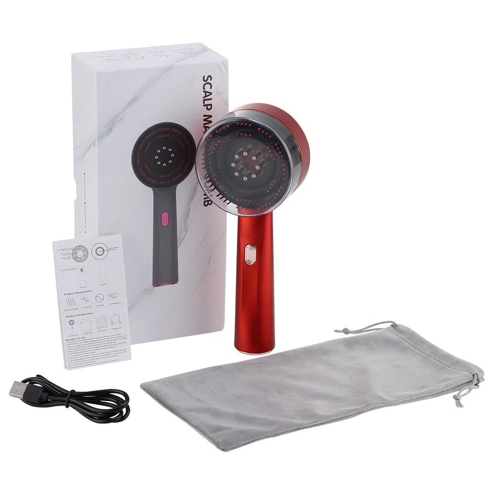 Electric Scalp Massage Comb Electric Massage Comb Vibration Red Light Therapy Hair Growth Massage Scalp Brush anti Hair Loss Liquid Oil Applicator Hair Care