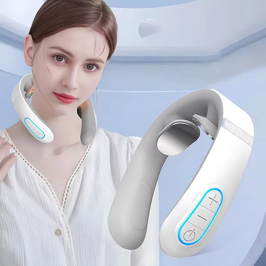 Electric Neck Massager Low Frequency Pulse Cervical Smart Massage Relaxation Physiotherapy Hot Compress Vibration Massage Device
