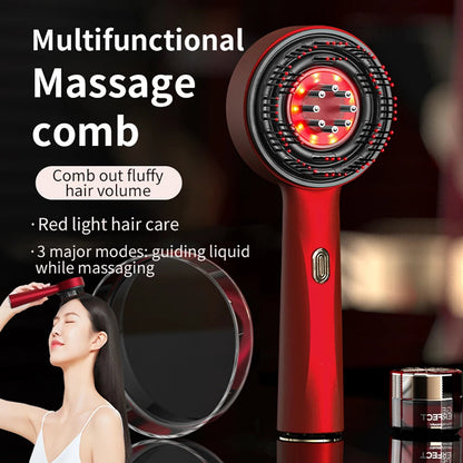 Electric Massage Comb Vibration Red Light Therapy Hair Growth Massage Scalp Brush anti Hair Loss Liquid Oil Applicator Hair Care