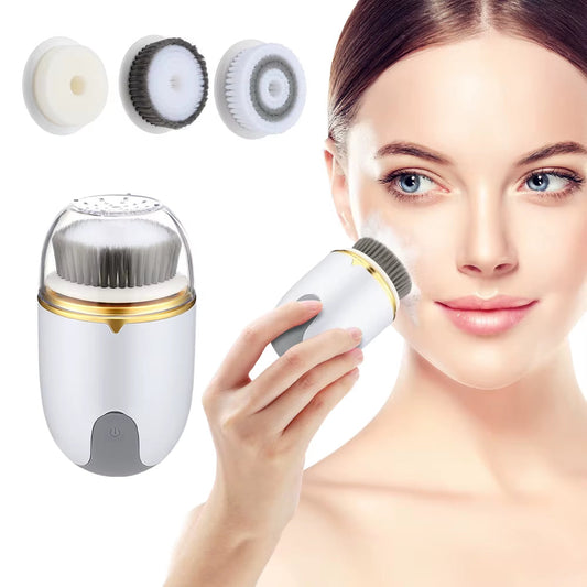 electric ultrasonic facial brush Electric Ultrasonic Facial Cleanser Brush 3 in 1 Cleansing Face Brush 360 Rotate Deep Cleaning Brush 3 Brush Heads Skin Care