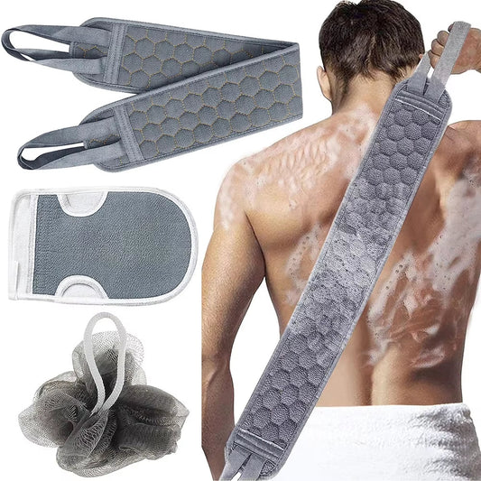 3Pcs/Set Body Scrubber Set Back Scrubber3-Piece Exfoliating Bath Set Bath Glove Shower Brush Exfoliating Scrub Sponge Loofah Dead Skin Removal Bathing Tools