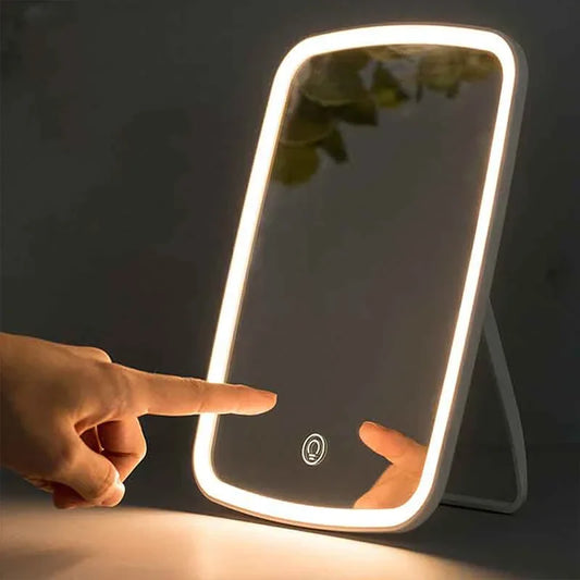 Portable Rechargeable LED Makeup MirrorYoupin LED Cute Makeup Mirror Jordan Judy Intelligent Portable Rechargeable Touch-Screen Lighted Desktop Cosmetic Mirrors