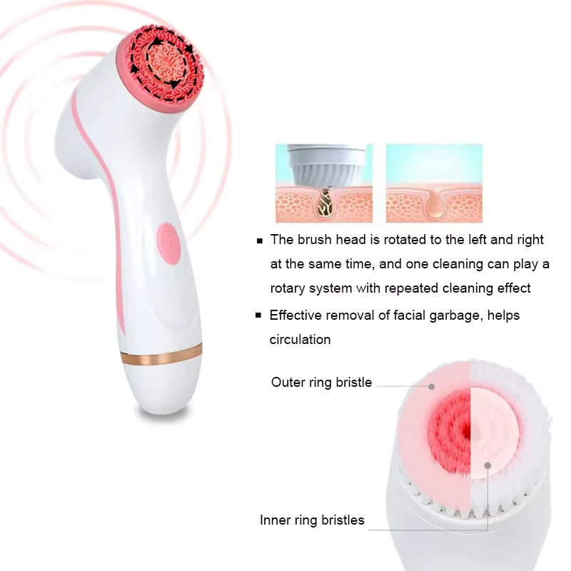 -1 Cleansing Brush Ultrasonic Cleaner Cleansing Brush 3 in 1 Face Tool Massagers Sonic Rotating Cleansing Brush Galvanic Remove Blackheads