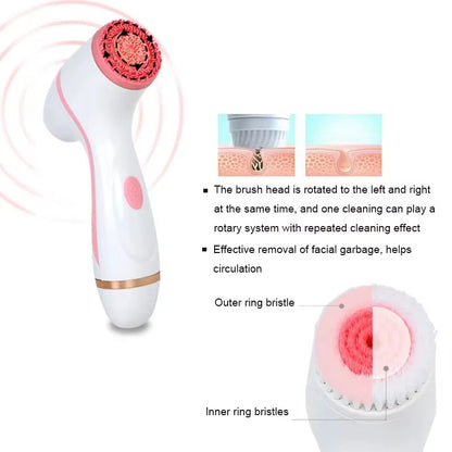 -1 Cleansing Brush Ultrasonic Cleaner Cleansing Brush 3 in 1 Face Tool Massagers Sonic Rotating Cleansing Brush Galvanic Remove Blackheads