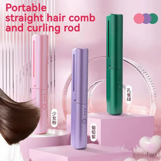 Hair Straightening Comb Mini Mini Portable Hair Straightening CombPortable Volume Straight Dual-Use Tools Do Not Hurt Hair Fluffy Anion Hair Care Straight Hair Comb