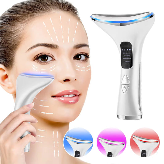 EMS Face Neck Lifting Device Face Neck Lifting Device EMS Heated Facial Massager LED Photon Double Chin Remover Skin Rejuvenation Tightening Skin Care Tool